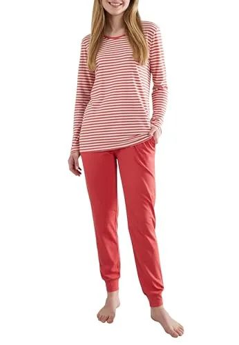Götzburg Damen Schlafanzug Langarm - 100% Baumwolle, Gestreift, Größe 46 - Bequemer Damen-Pyjama aus 100% Baumwolle mit stylischen Streifen. Ideal für entspannte Nächte und gemütliche Stunden zu Hause. Pflegeleicht und maschinenwaschbar, perfekt für jeden Anlass.