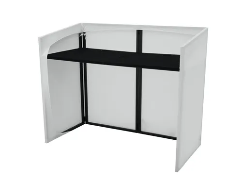 Omnitronic Mobile DJ Stand inkl. Cover - Portabler DJ-Tisch - Musikstudio Bühne und DJ Equipment mit leichtem, tragbarem Design und lichtdurchlässigem Cover für beeindruckende Lichteffekte. Ideal für mobile DJs mit schnellem, werkzeuglosem Aufbau.