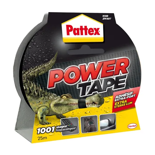 Pattex Power Tape 1669824 – Reparatur-Klebeband in Box, 25 m, Schwarz