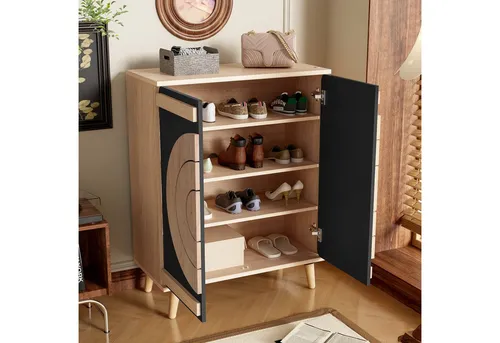 Okwish Schuhschrank in Schwarz mit modernem Design - Praktischer Schuhschrank aus stabilen MDF mit großzügigem Stauraum für mehrere Paar Schuhe. Das geschlossene Design schützt vor Staub und sorgt für Ordnung im Eingangsbereich. Ideal für moderne und skandinavische Einrichtungen.