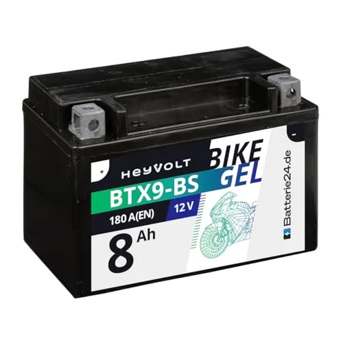 HeyVolt GEL Motorradbatterie 12V 8Ah BTX9-BS