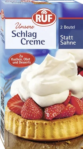 Ruf Schlag Creme - Pudding & Dessertmischung für eine cremige Zubereitung mit pflanzlichem Öl - ideal für Desserts und Torten.