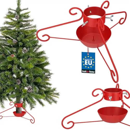 KOTARBAU® Weihnachtsbaumständer mit Wassertank Rot – Stabiler Christbaumständer für jeden Baum