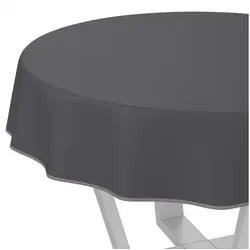 ANRO Tischdecke Wachstuch abwaschbar UNI Tischwäsche (Einzelstück 1-tlg), wasserabweisend pflegeleicht Textil-Optik Anthrazit Rund 120cm schwarz Rund | Ø 120 cm x 120 cm x 120 cm