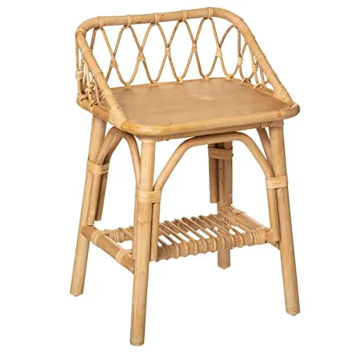 Atmosphera Kinder-Nachttisch aus Rattan - Beige, H. 56 cm - Eleganter Nachttisch für Kinder aus hochwertigem Rattan, ideal für ein stilvolles Kinderzimmer und mit praktischem Stauraum.