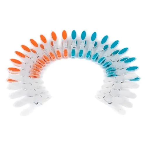 Beldray LA028259TQ Wäscheklammern - Weiche Kleiderklammern, 24 Stück robuste Kunststoff Kluppen, Winddicht Klammern, Kunststoffklemmen, Waschclip zum Aufhängen von Wäsche, Kleidung ohne Abdruck