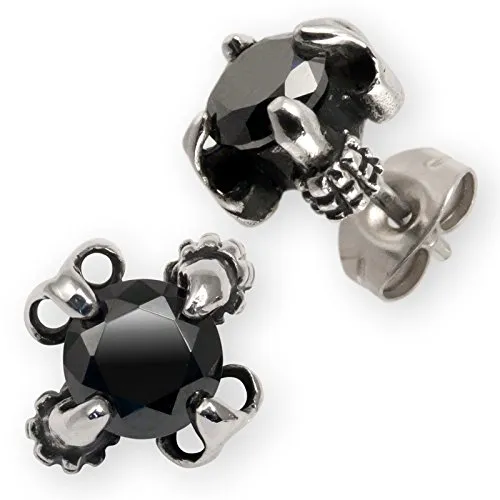 Fly Style Ohrstecker aus 316L Edelstahl mit Zirkonia Kristall Schwarz - Elegante Ohrringe - Zeitloser Ohrschmuck für stilvolle Damen