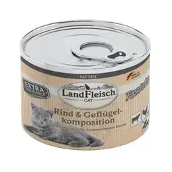 LandFleisch Cat Kitten Pastete Rind+Geflügel | 6x 195g Katzenfutter