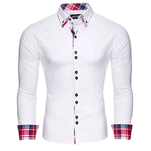Reslad Herren Hemd Slim Fit Bügelleicht für Business und Freizeit | Langarm Hemd RS-7015 Weiß L - Das bügelleichte Langarmhemd RS-7015 überzeugt mit stilvollem Design und hohem Tragekomfort. Ideal für Business, Hochzeit oder Freizeit, passt es sich mühelos jedem Anlass an.