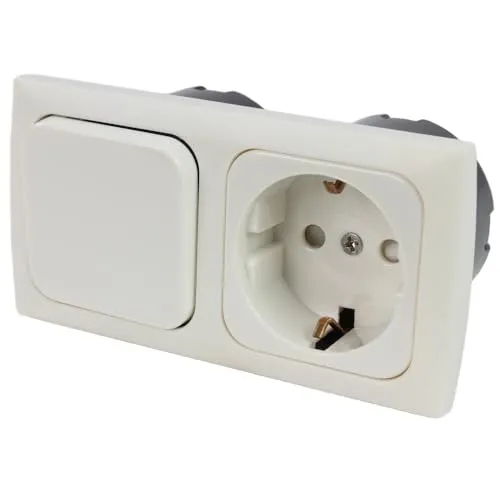C-Line Presto Inprojal CBE Steckdose Schuko Schalter + Abdeckrahmen + Isodose 220/230 Volt weiß