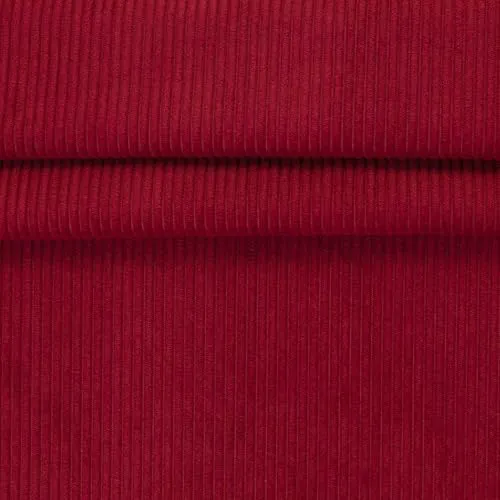 Samt-Cordstoff 5mm Rippenstruktur Zuschnitt ab 1m luxuriös extrem robuster Polsterstoff Dekostoff Jackenstoff, Farbe:19-1930 kirschrot