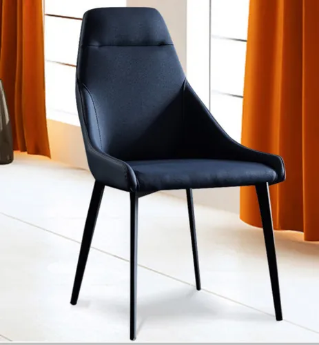 Esszimmerstuhl Relax in Dunkelblau – Moderner Polstersessel - Eleganter Esszimmerstuhl mit komfortablem Polster aus hochwertigem Polyester. Ideal für Wohnzimmer, Küche oder Esszimmer. Maße: 48 x 46 x 84 cm, Gestell aus Edelstahl und Holzwerkstoff.