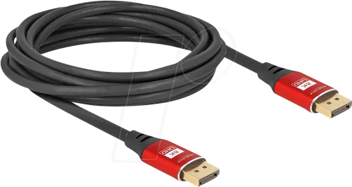 DELOCK 80607 - DisplayPort 1.4 Kabel 8K 60 Hz, rot, 5,0 m - DP Kabel mit 8K Auflösung und HDR Unterstützung für lebendige Farben und beeindruckenden Kontrast. Ideal für anspruchsvolle Multimedia-Anwendungen.