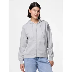 PIECES Damen Sweatshirt Pcchilli Ls Zip Hoodie - Entspannt und stylisch - Kapuzenpullover für Damen mit Relaxed Fit, Kängurutasche und verstellbarer Kapuze - perfekt für lässige Looks