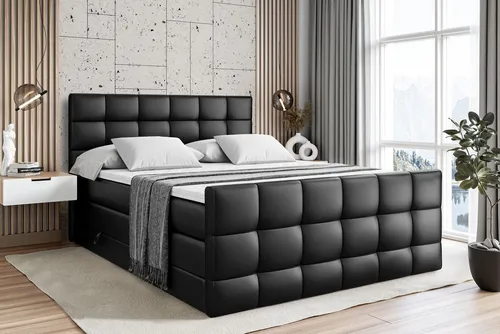Altdecor Boxspringbett 180x200 cm, Schwarz in schwarz von ALTDECOR