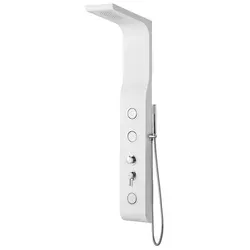 YUKI Duschpaneel 210x1400mm - Modernes Hydromassage-System in Weiß - Elegantes Duschpaneel aus langlebigem ABS-Kunststoff. Mit Kopfbrause, Handbrause und speziellen Düsen für einfache Entkalkung. Perfekt für ein entspannendes Duscherlebnis.