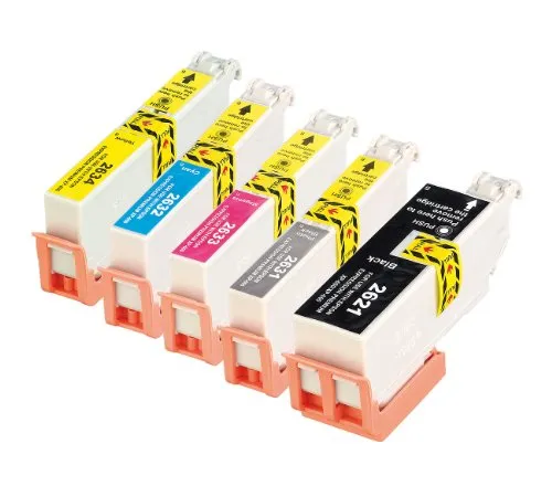 iColor Tinten für Drucker: ColorPack für Epson (ersetzt T2638 / 26XL), BK/PBK/C/M/Y (Druckerpatronen, kompatible Tintenpatronen Tintenstrahldrucker)