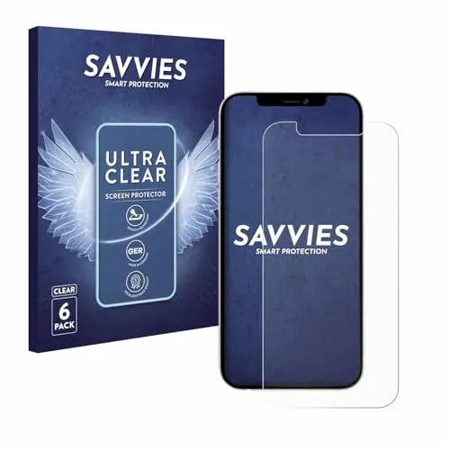 Savvies 6 Stück Schutzfolie für Apple iPhone 12 Pro Displayschutz-Folie Ultra-Transparent