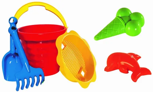 Dohany Sandform-Set Schaufel Rechen Eimer Förmchen Sieb Kinder 6-tlg., (Set)