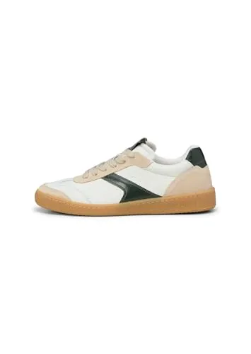 Marc O'Polo Court-Sneaker Model Court in Weiß/Grün, Größe 45 - Sportliche Court-Sneaker aus hochwertigem Rindleder und Kunstleder mit attraktiven Farbakzenten. Bequeme, herausnehmbare Innensohle aus Memory Foam für optimalen Tragekomfort.