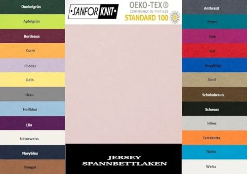 EXKLUSIV HEIMTEXTIL Jersey Spannbettlaken 180 x 200 cm Rosa 100% Baumwolle Öko - Tex Zertifiziert Bed-Sheet Bettlaken Spannbetttuch