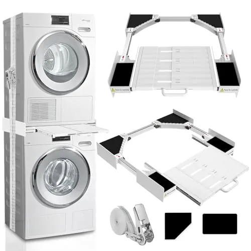 Kiss Core Zwischenbaurahmen Trockner Waschmaschine Verbindungsrahmen Waschmaschine Trockner Universell, Stapelset mit Abnehmbares Regalbrett für alle Marken mit Breite von 53-68cm