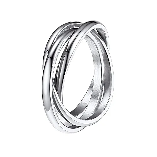 QKEPCY Angst Ringe für Damen Kreuz Angst Spinning Ringe Edelstahl Knoten Infinity Fidget Ring Dünne Stapelbarer Ringe für Anti Stress Anxiety Zappel Ringe Schmuck Geschenk (6, Silber)