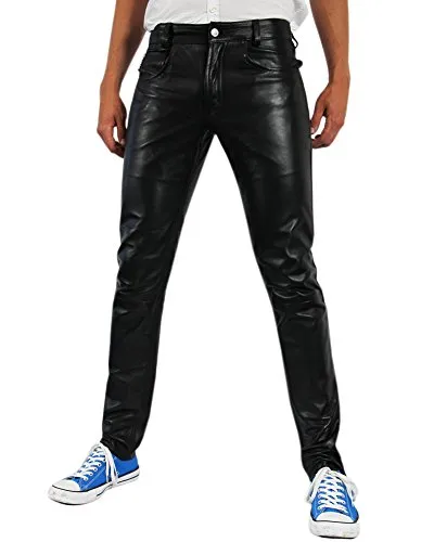 Bockle Lederjeans Slim Fit Lederhose für Herren - Trachtenlederhosen aus hochwertigem Glattleder, mit bequemer Röhre und idealem Sitz für stilvolle Anlässe.