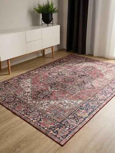 benuta Basic Waschbarer Teppich George - Multicolor/Beige 60x120 cm - Teppich im Vintage-Stil, pflegeleicht und bei 30° waschbar – ideal für Wohnzimmer und Schlafzimmer, mit rutschfester Rückseite für sicheren Halt.