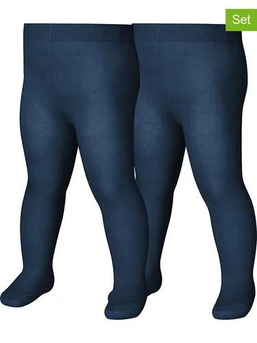 Playshoes 2er-Set: Strumpfhosen in Dunkelblau, Größe 74/80, Blau, Baby