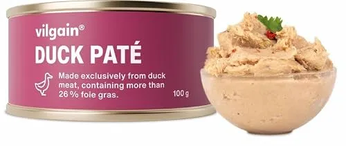 Vilgain Entenpastete (100 g) Delikatess-Aufstrich – Gourmet Pastete mit 65% Fleischanteil, Herzhafter Fleischaufstrich Ohne Nitrite & Zusatzstoffe, Proteinreicher Snack Mit Dijonsenf