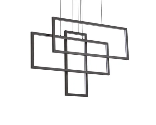 Ideal Lux Rechteckige LED-Pendelleuchte - Moderne schwarze Pendelleuchte mit verstellbarem Kabel und direkter Lichtabgabe, ideal für stilvolle Beleuchtung in Wohnräumen.