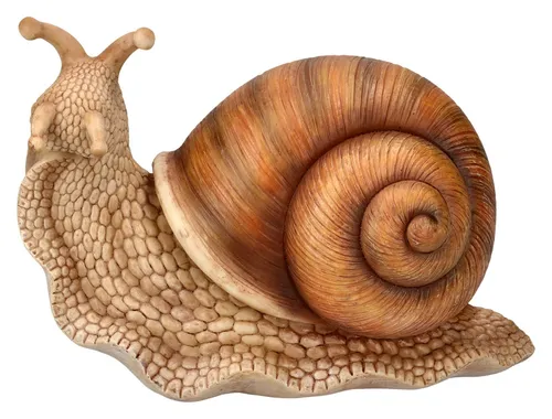 Figuren Shop GmbH Schnecke Gartenfigur: Handbemalte Weinbergschnecke 22,5 cm - Gartenfiguren, detailreiche und wetterfeste Deko für Garten oder Balkon, ideal für Naturliebhaber.