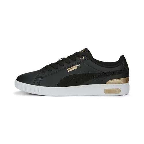 Puma Vikky V3 Space Metallics Damen Sneakers - Schwarz 7.5 - Halbschuhe mit goldfarbenen Metallic-Akzenten und Better Foam-Technologie für leichten Komfort und Dämpfung. Ideal für stilbewusste Frauen im Alltag.