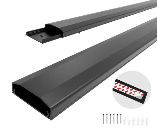 conecto Kabelkanal - 50 cm selbstklebend in Schwarz, ideal für eine ordentliche Kabelorganisation