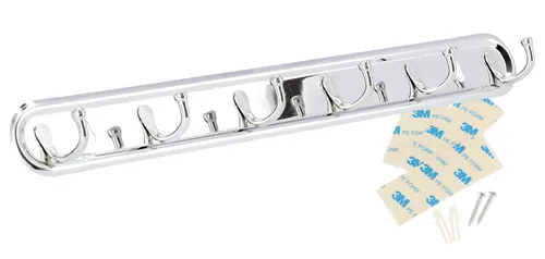 Hakenleiste Edelstahl 6 Haken selbstklebend Verschraubung Küchenleiste Reling