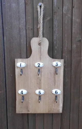 Dekoratives, stabiles Schlüsselbrett schlüsselhaken Haken Holz Eisen