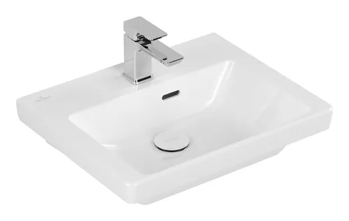 Villeroy & Boch Subway 3.0 Handwaschbecken - Waschtisch mit 1 Hahnloch, Überlauf und CeramicPlus-Beschichtung für einfache Reinigung und Pflege, ideal für moderne Badezimmer