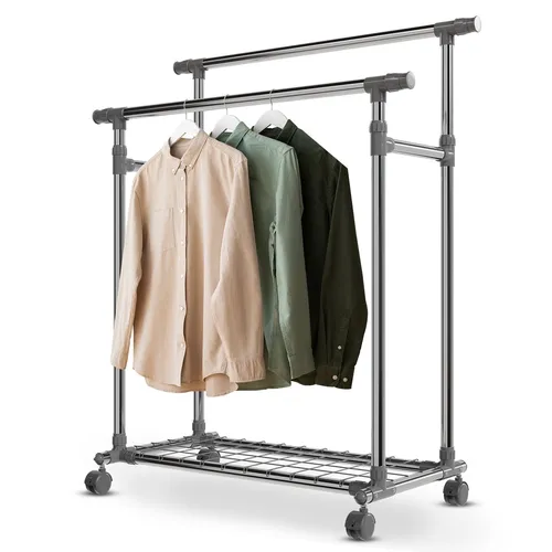Juskys Metall Kleiderständer auf Rollen