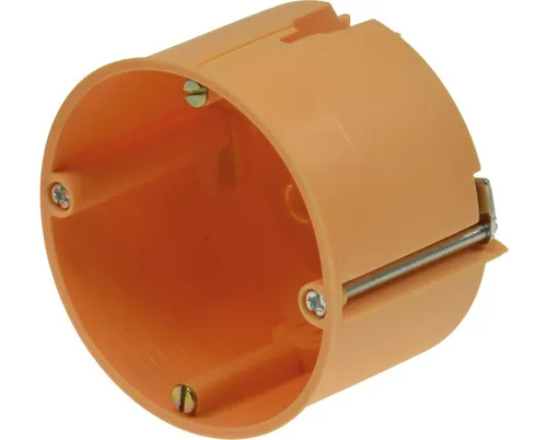Hohlwanddose Ø 68 x 47mm - Steckdosen- & Schalterteile, ideal für Wände mit einer Stärke von 7-40mm und ausgestattet mit zwei vormontierten Geräteschrauben für einfache Installation.