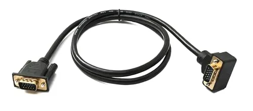 SYSTEM-S D Sub15 Kabel 100 cm HD VGA 15 Pin Stecker zu Stecker DB15 Winkel Up Angled Adapter