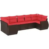 vidaXL 7-teiliges Gartensofa-Set mit Kissen, braun - Ideal für Garten oder Terrasse: Das modulare Gartensofa-Set bietet hohen Komfort mit abnehmbaren, waschbaren Kissen und ist aus langlebigem, pflegeleichtem Material gefertigt.