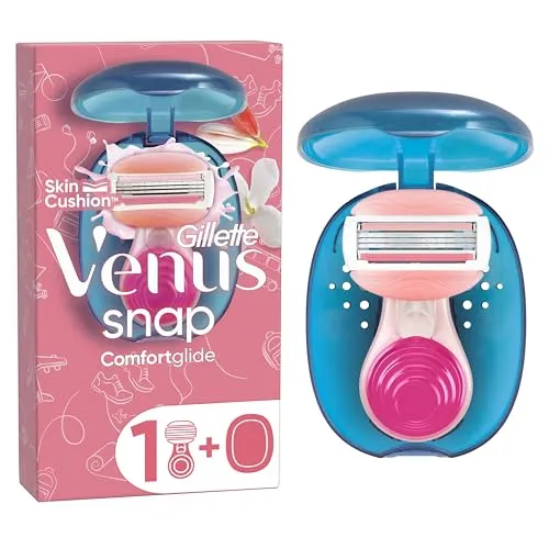Gillette Venus Extra Smooth Snap Rasierer Damen — Damenrasierer, Nassrasierer mit einem Hauch botanischer Öle und Feuchtigkeitsband — Inkl. 1 Rasierklinge und Reise-Etui