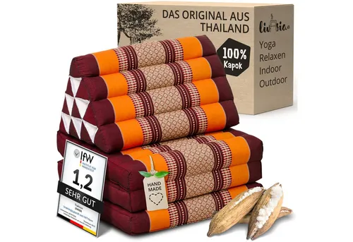 Livasia Sitzsack Thaikissen 3 Auflagen (Classic) - Handgefertigtes Thaikissen aus 100% Kapok, ideal für Yoga und Meditation. Langlebig und mobil, perfekt für entspannte Momente überall – drinnen und draußen.