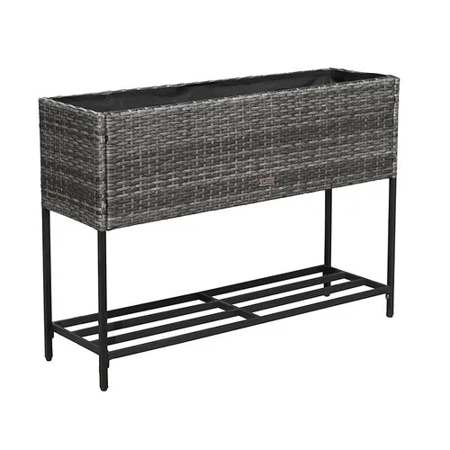 Polyrattan Hochbeet Blumenbeet 100x30x70cm Kräuterbeet Gemüsebeet Anthrazit-Grau