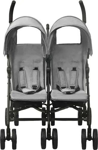 vidaXL Kinder-Buggy Geschwisterwagen Hellgrau von vidaXL