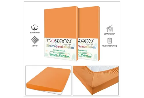 TRENDBUY24 Spannbettlaken Kinder Spannbettlaken 60x120 in orange von TRENDBUY24