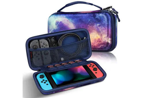Fintie Tasche für Nintendo Switch/Switch OLED Modell-Aufbewahrungstasche Case Gaming-Controller (Hülle mit 10 Spielkartenhaltern und Haltegurt, für Nintendo Switch Konsole und Zubehör)