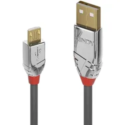 LINDY 36653 3m USB 2.0 Typ A an Micro-B Kabel, Cromo Line