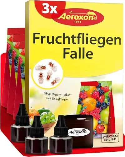 Aeroxon Fruchtfliegenfalle- 3 Stück Fruchtfliegenfalle Klebefalle